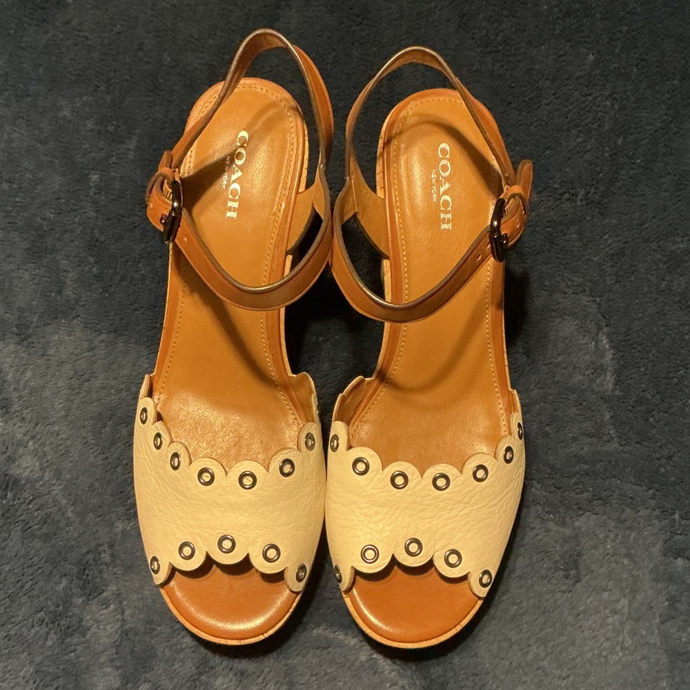 Coach Brown and Cream Women's Sandals